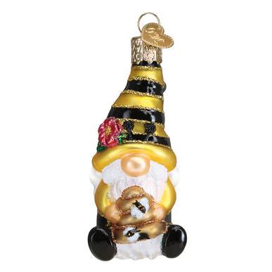 Ornament - Blown Glass - Bee Happy Gnome