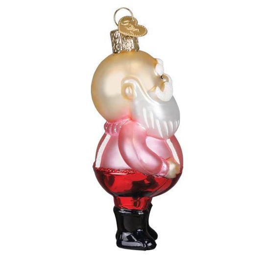 Ornament - Blown Glass - Santa in Suspenders