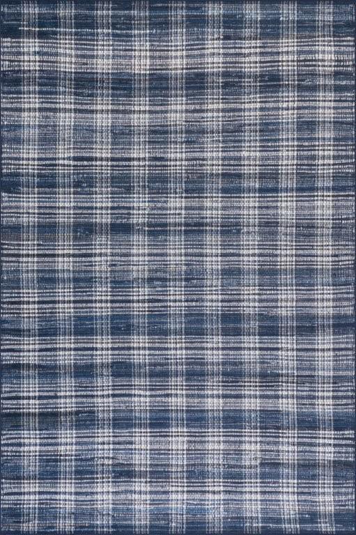 Rug - Machine Washable - Denim Plaid Blue