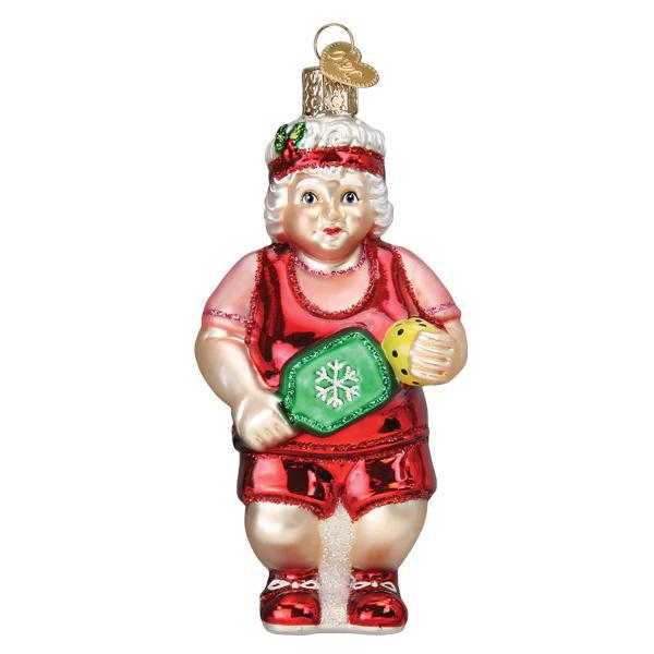 Ornament - Blown Glass - Pickleball Mrs. Claus