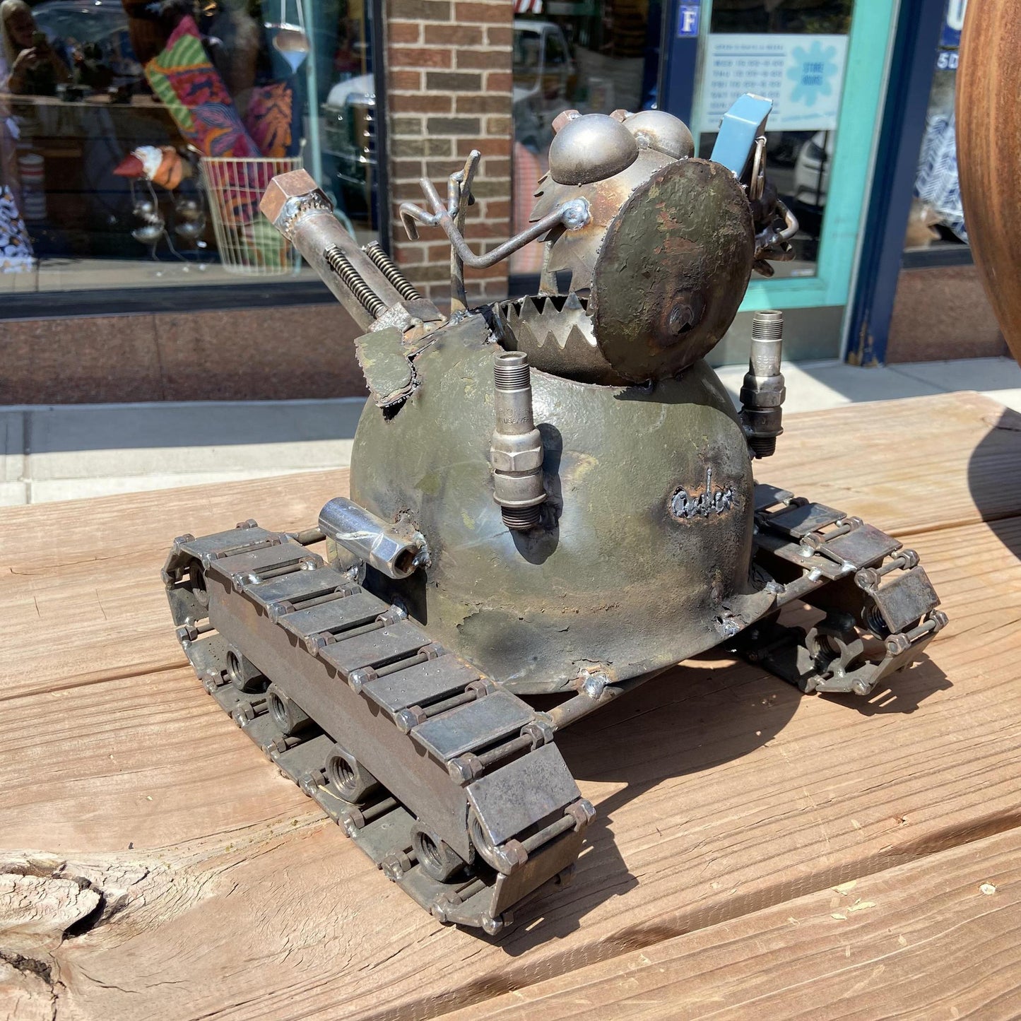 Sculpture - One Man Tank With Grenade