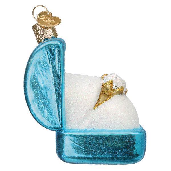 Ornament - Blown Glass - Something Blue Ring Box