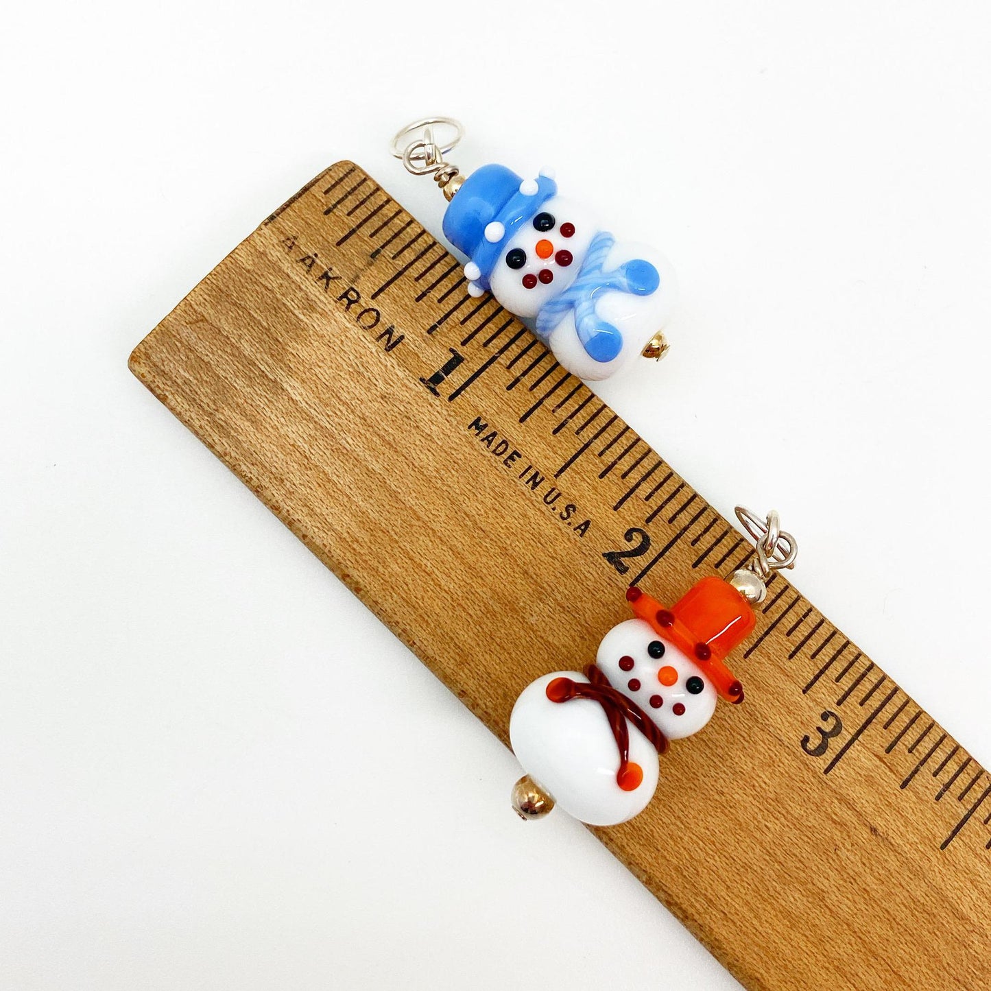 Pendant - Snowperson with Blue Hat - Handmade Glass