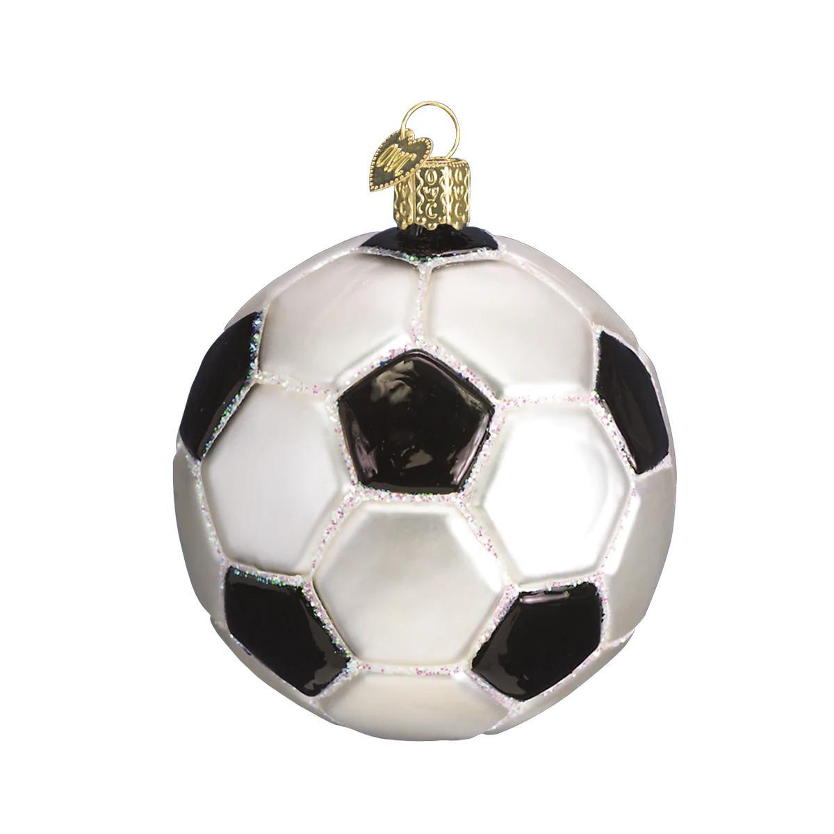 Ornament - Blown Glass - Soccer Ball