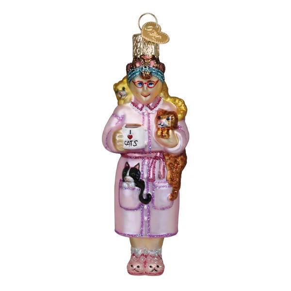 Ornament - Blown Glass - Cat Lady