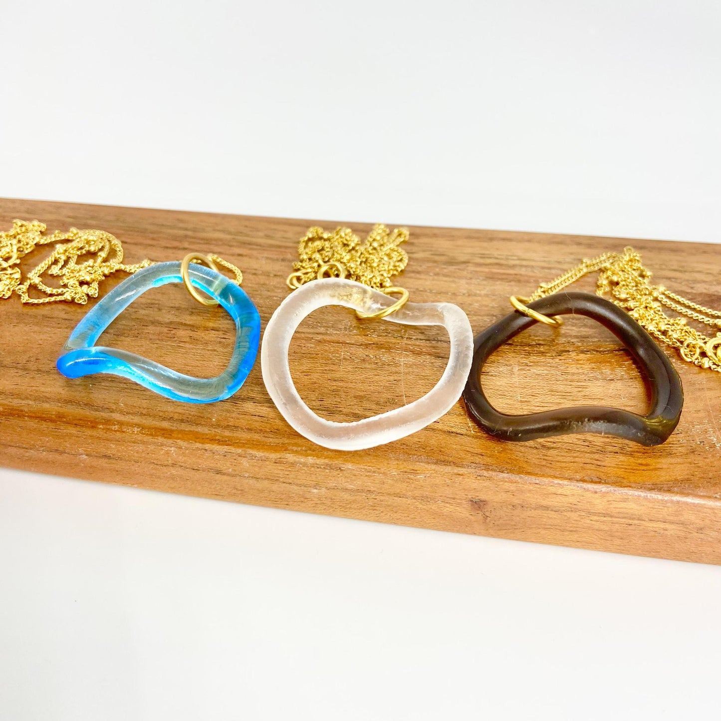 Necklace - Ruffled Glass Hoops on 14kt Goldfill - Periwinkle