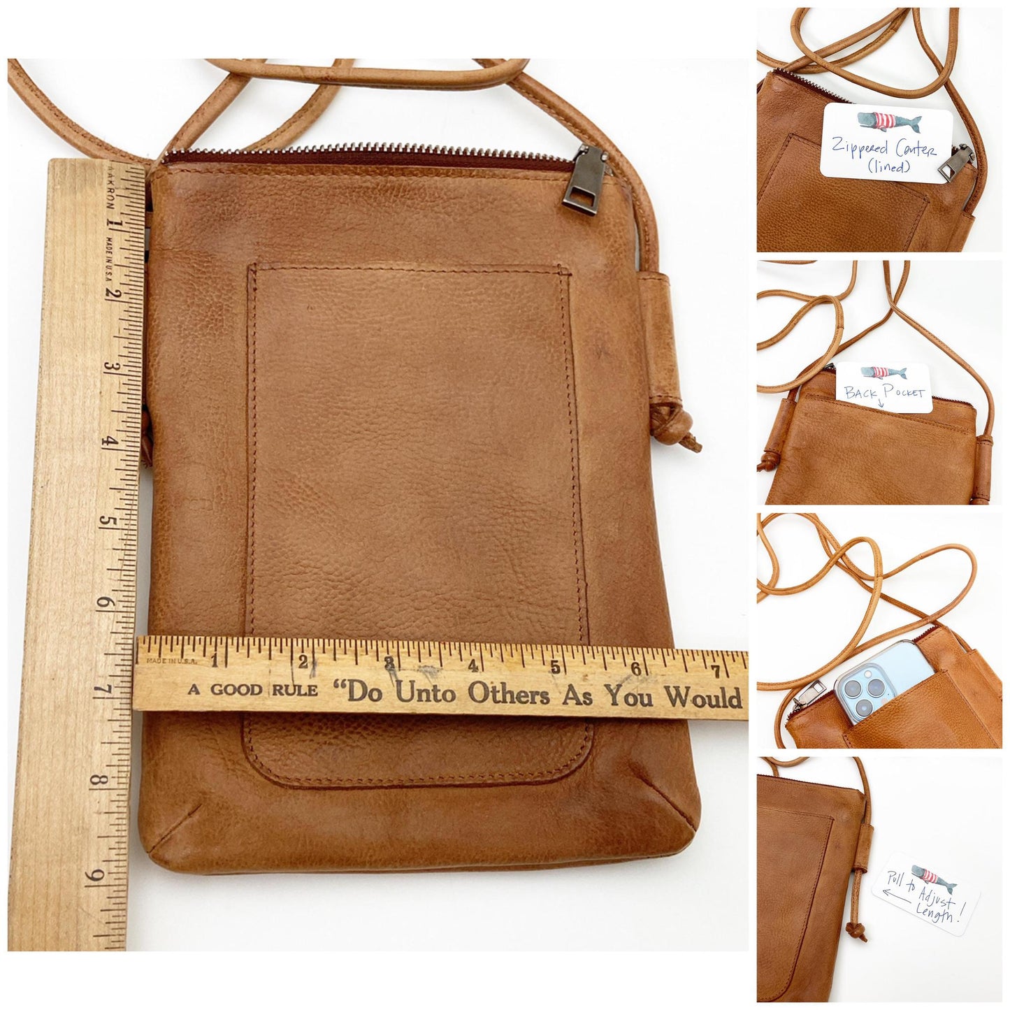 Handbag - Leather "Grab & Go" Crossbody - Sky Blue