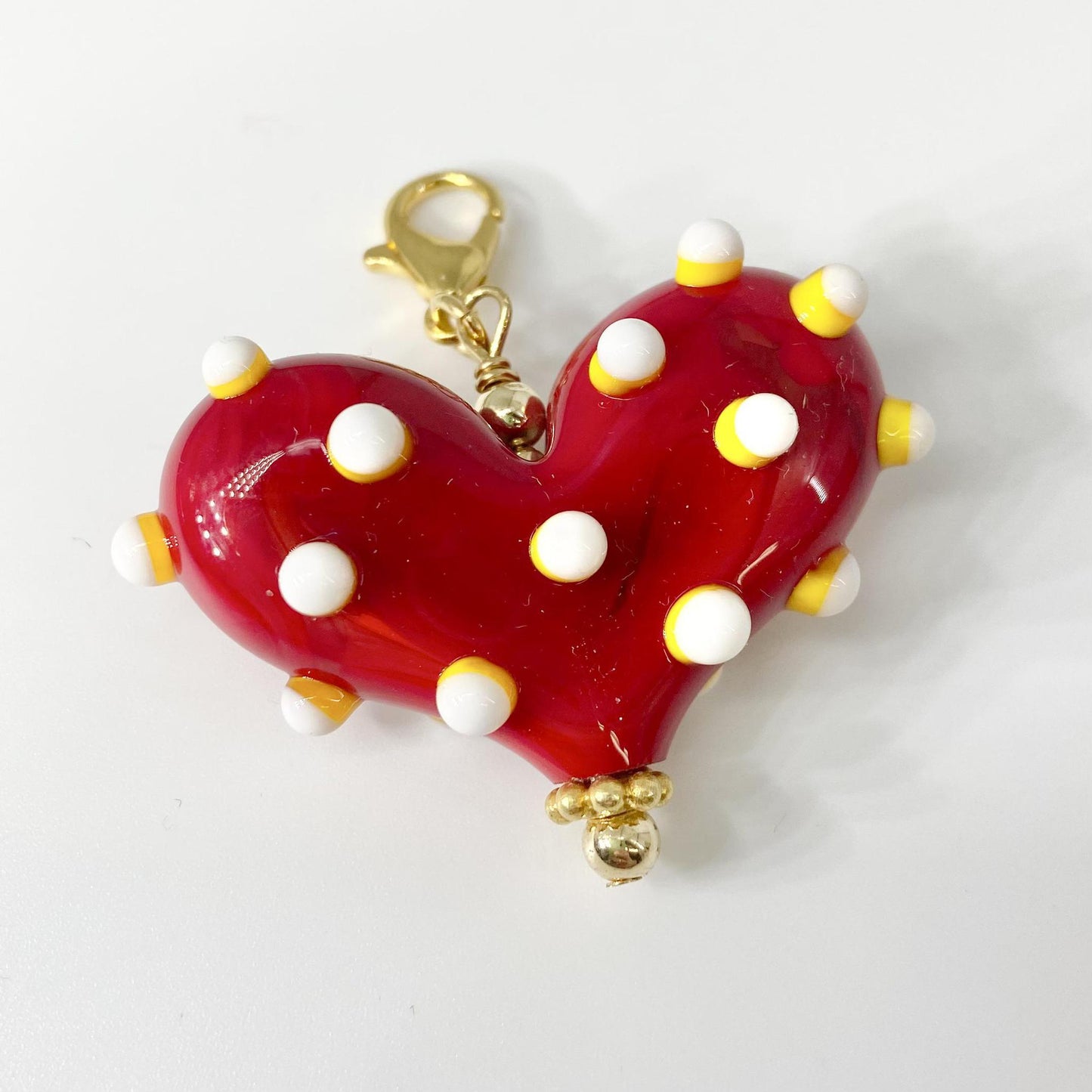 Pendant - Chiefs Bumpy Heart - Glass & Gold Fill