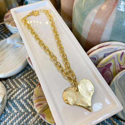 Necklace - Gold Plated Chain and Jumbo Heart