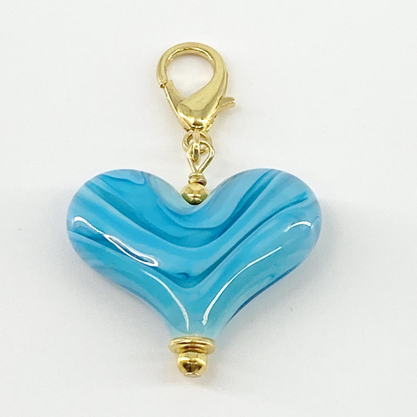 Pendant - Turquoise Heart - Glass & Goldfill (Video)
