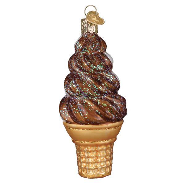Ornament - Blown Glass - Chocolate Swirl Soft Serve