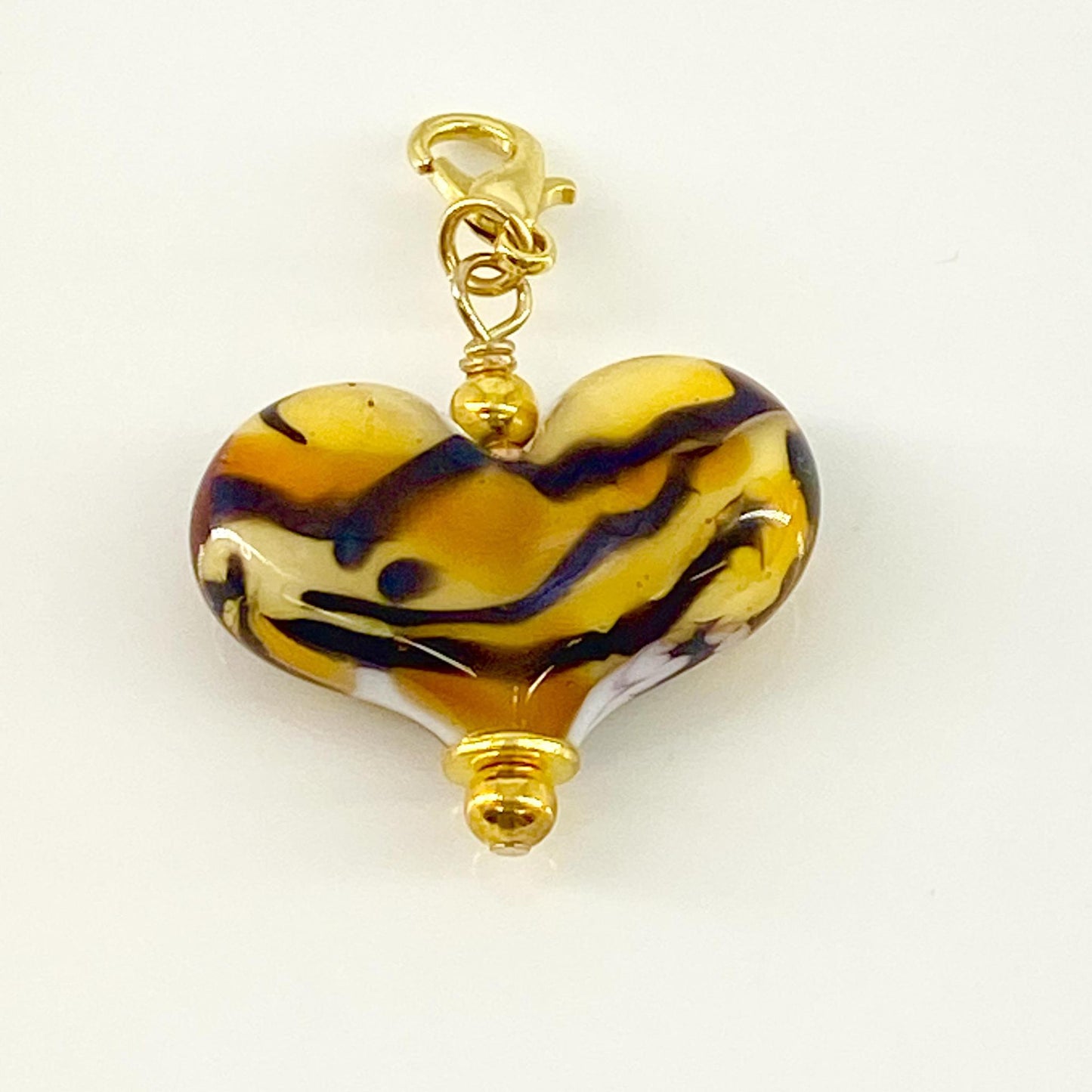 Pendant - Animal Print Heart - Glass & Goldfill (Video)