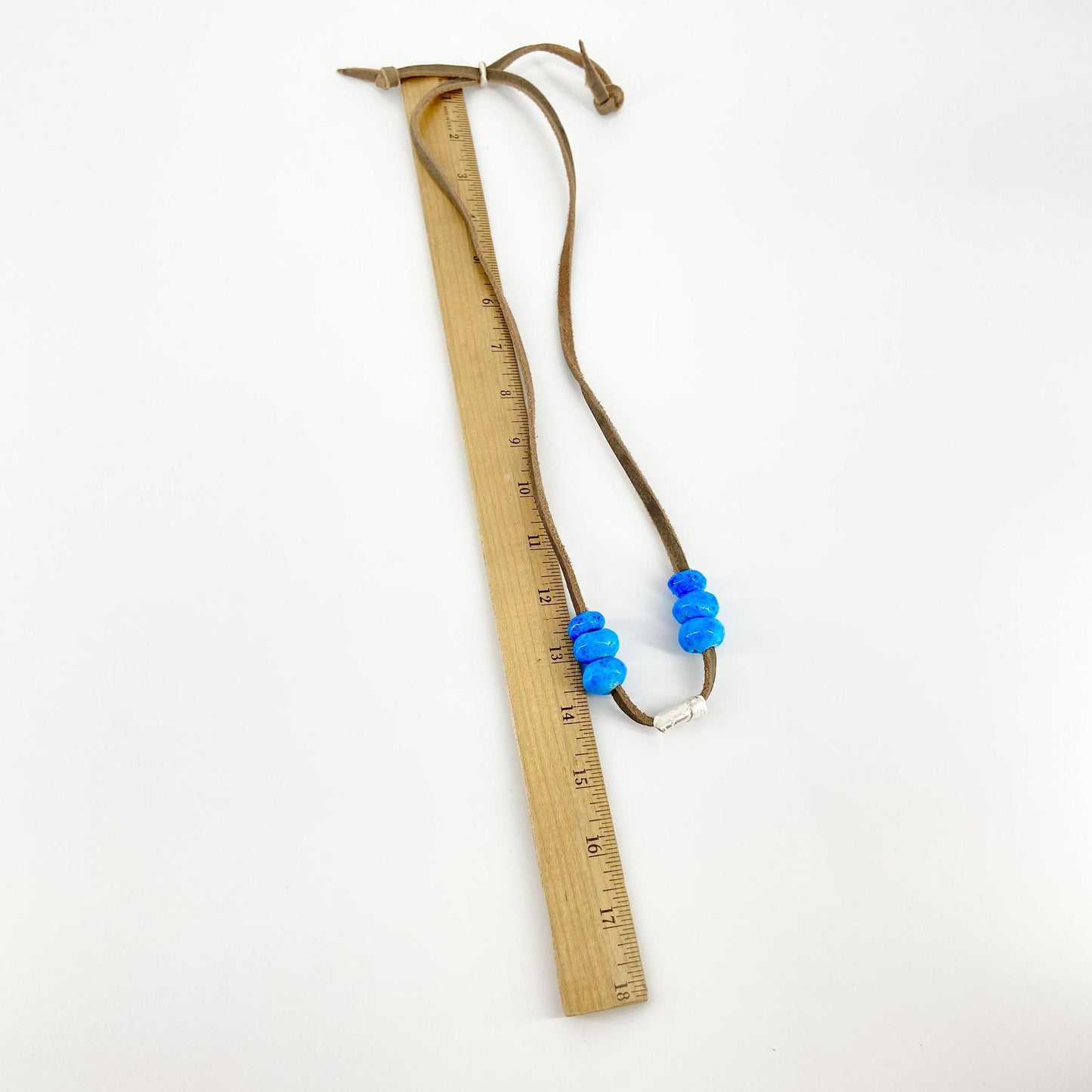 Necklace - Sterling/Leather/Donkey Beads