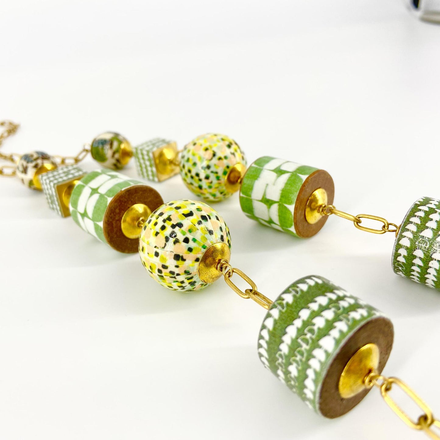 Necklace - Folk Art Linked Decoupage - Limited Edition