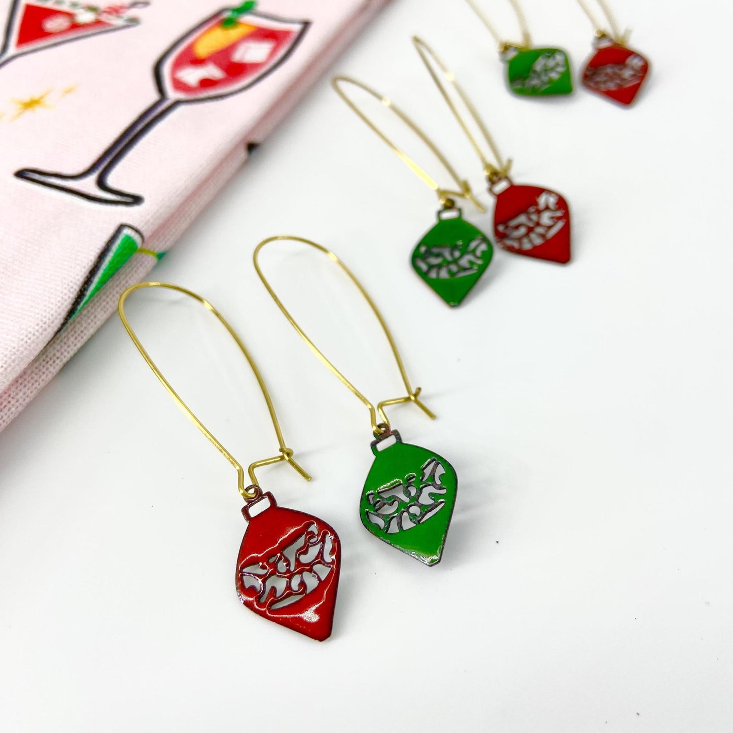 Earrings - Tiny Ornaments - Enamel on Copper