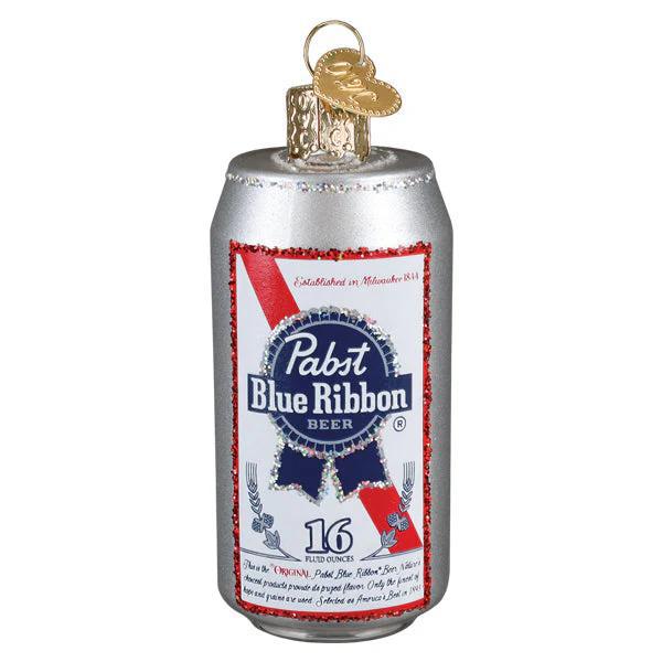 Ornament - Blown Glass - Pabst Blue Ribbon Beer Can