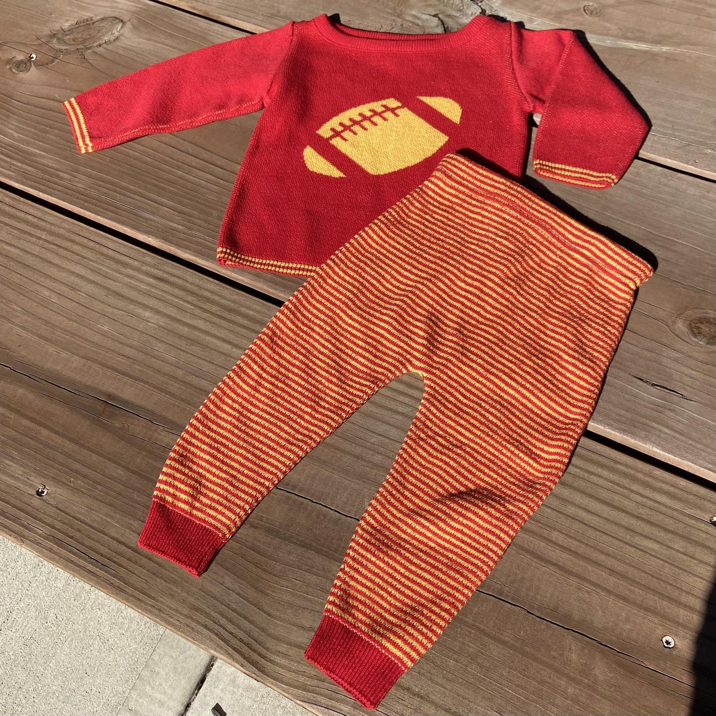 Pull-on Pants - Red with Yellow Striping - 12 Month