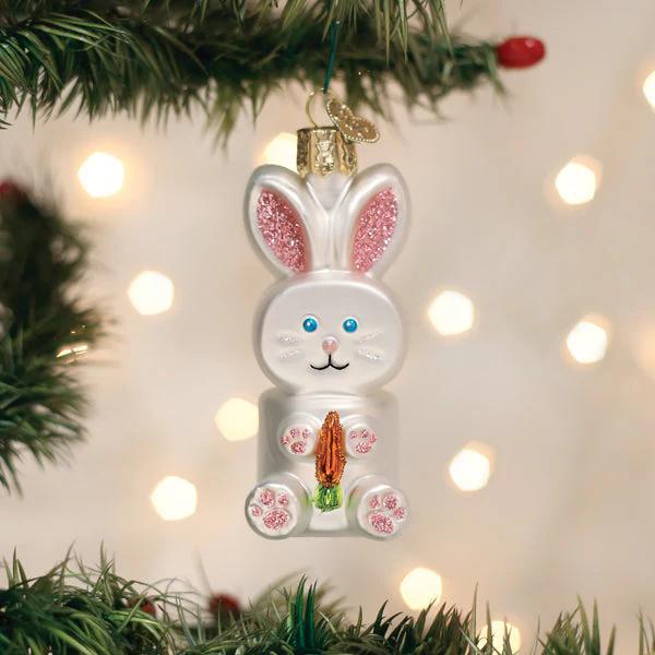 Ornament - Blown Glass - Marshmallow Bunny