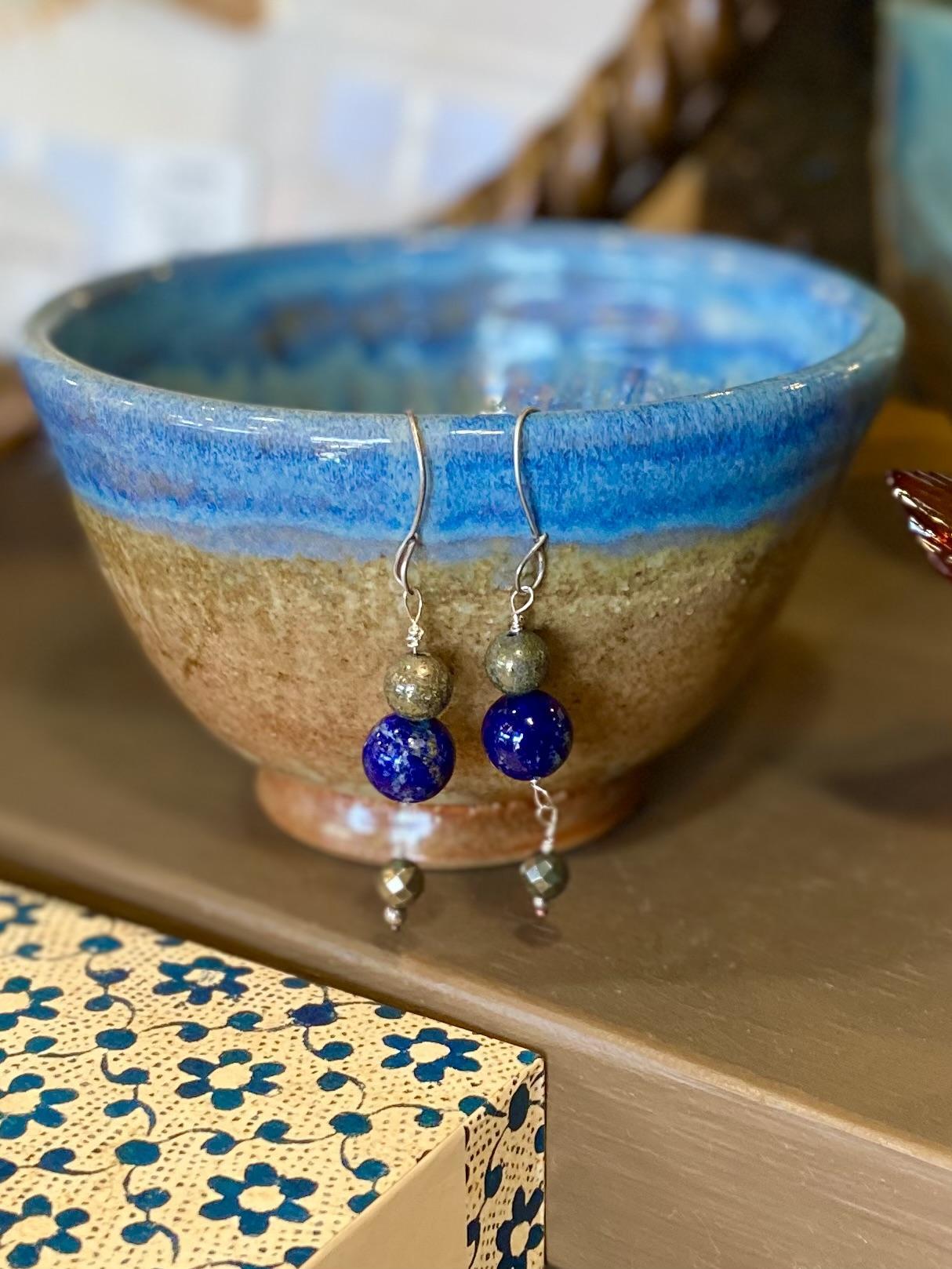 Earrings - Lapis Lazuli/Pyrite/Sterling