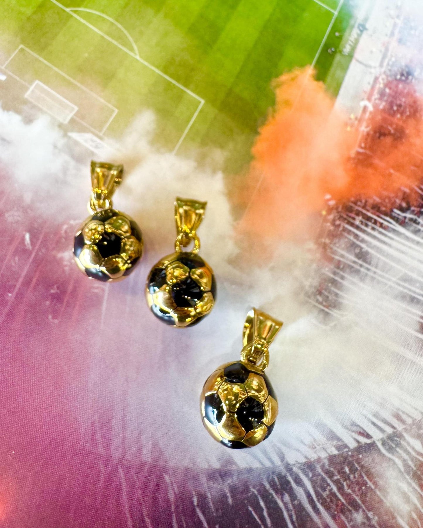Charm - Soccer Ball - Waterproof Gold & Enamel