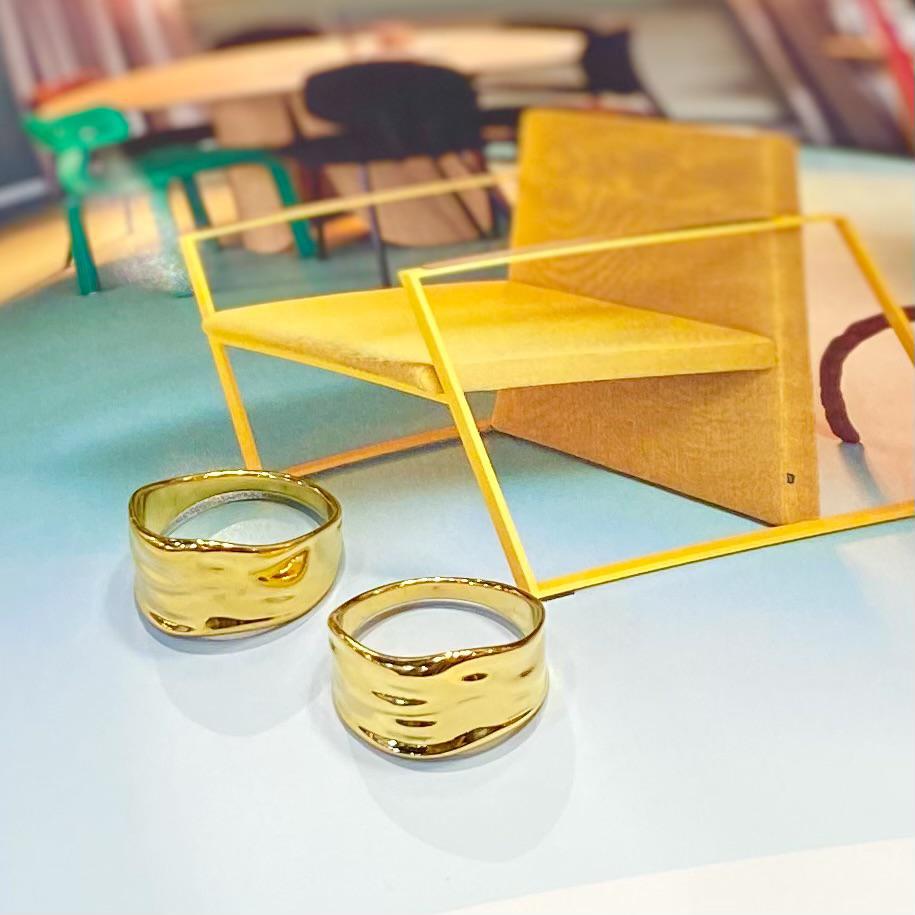 Ring - Waterproof Gold On Stainless Steel - "Blaze"