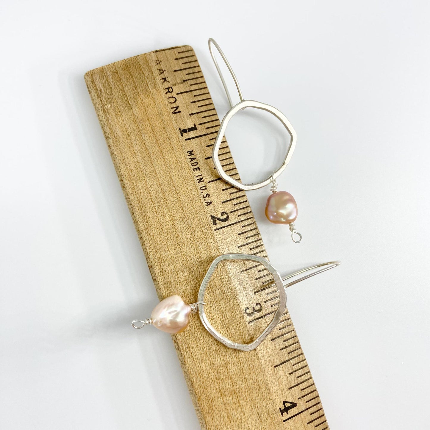 Earrings - Wonky Hoops with Pearl - Sterling