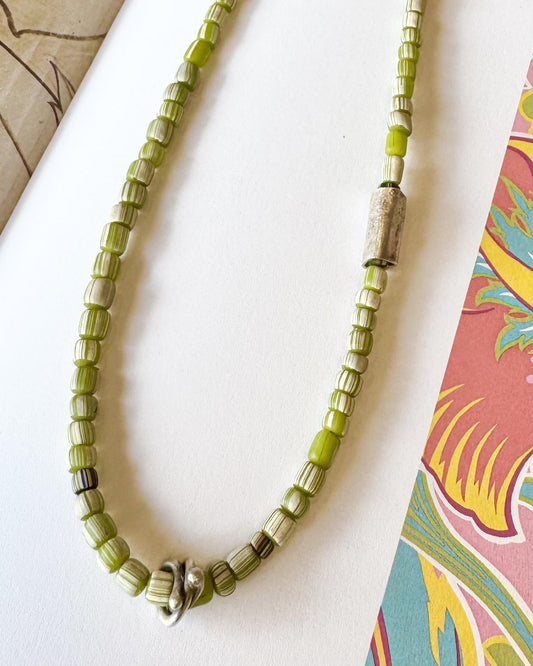 Necklace - African Trade Beads & Sterling Beads
