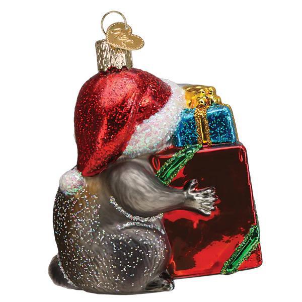 Ornament - Blown Glass - Christmas Bandit Raccoon