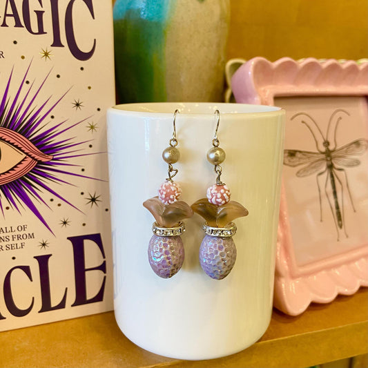 Earrings - Beaded Originals - Sparkle Pink Pineapple