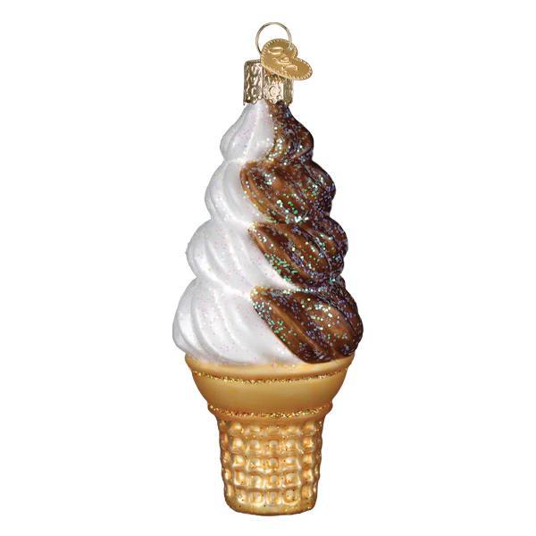 Ornament - Blown Glass - Chocolate Swirl Soft Serve