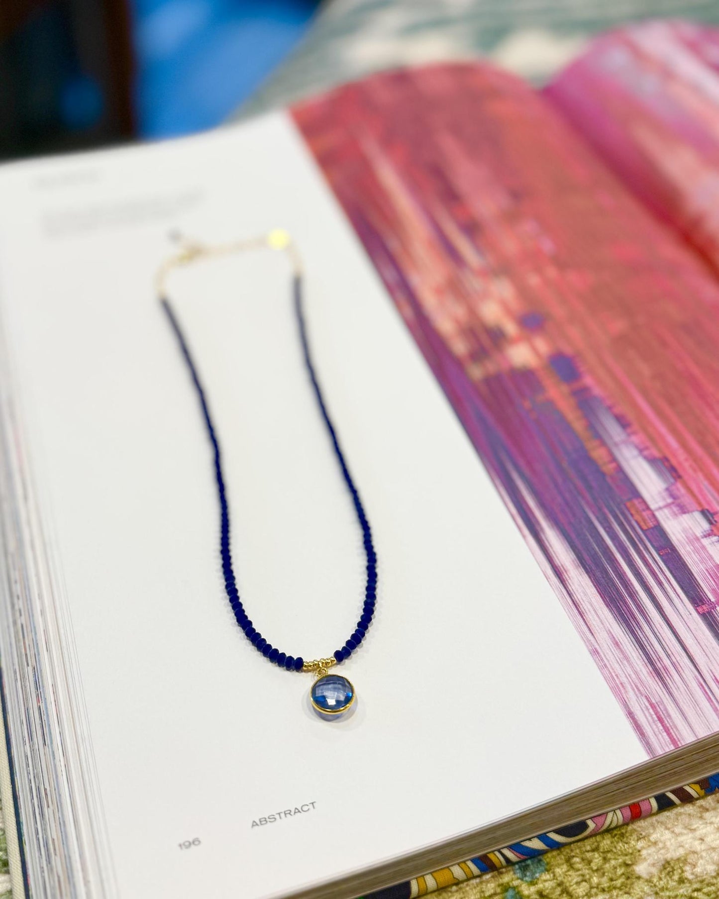 Necklace - Faceted Iolite on Crystals - Gold on Brass