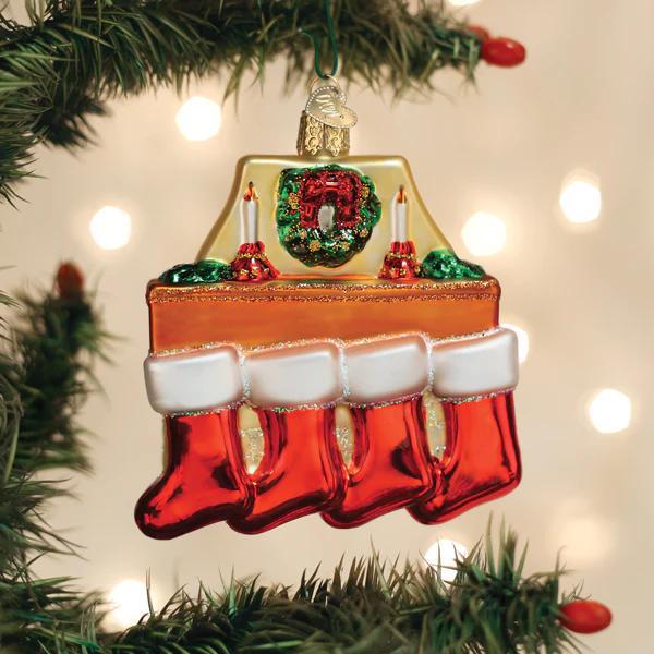 Ornament - Blown Glass - Family of 4 Stockings