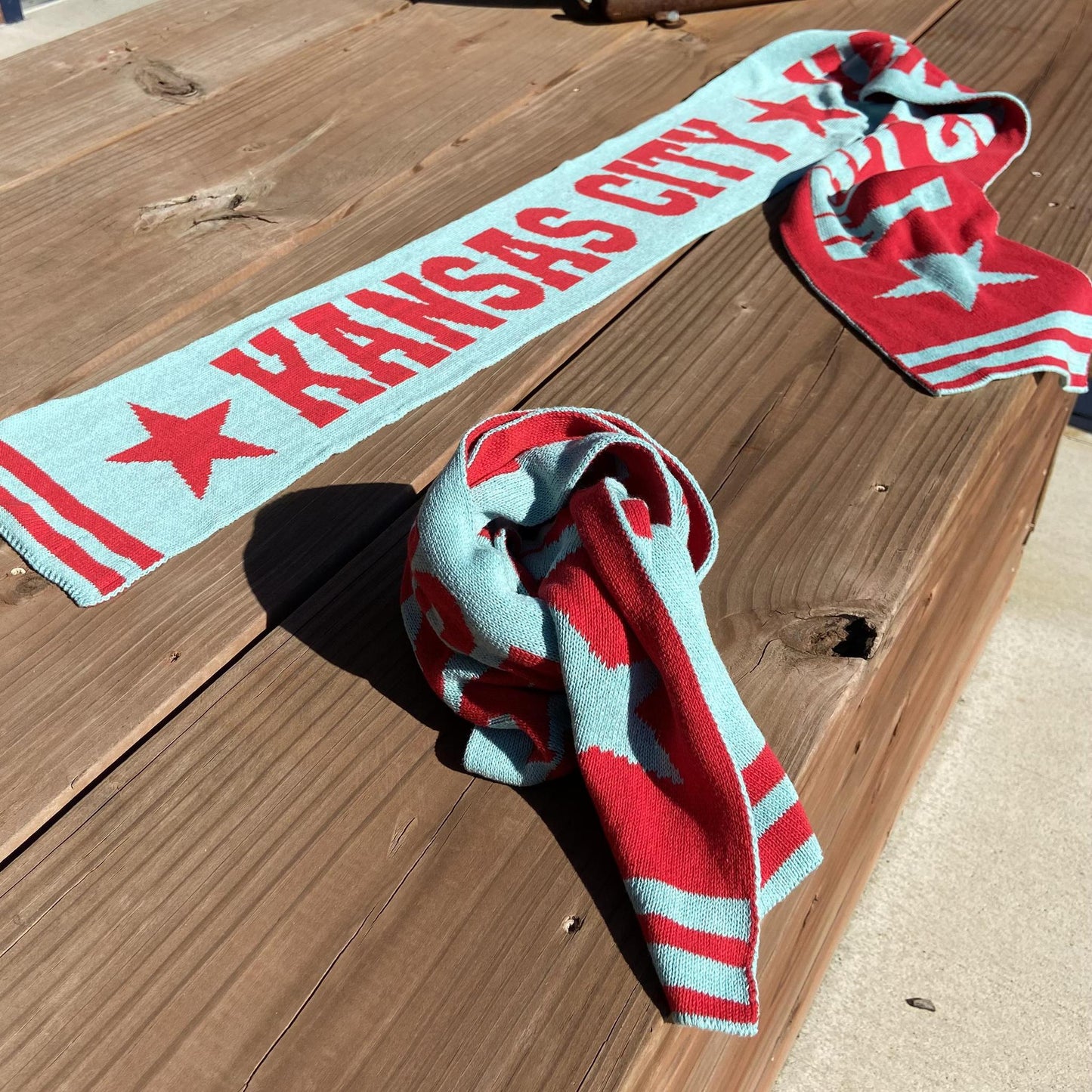 Scarf - KANSAS CITY - Red on Turquoise