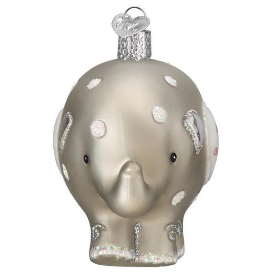 Ornament - Blown Glass - Baby's 1st Elephant