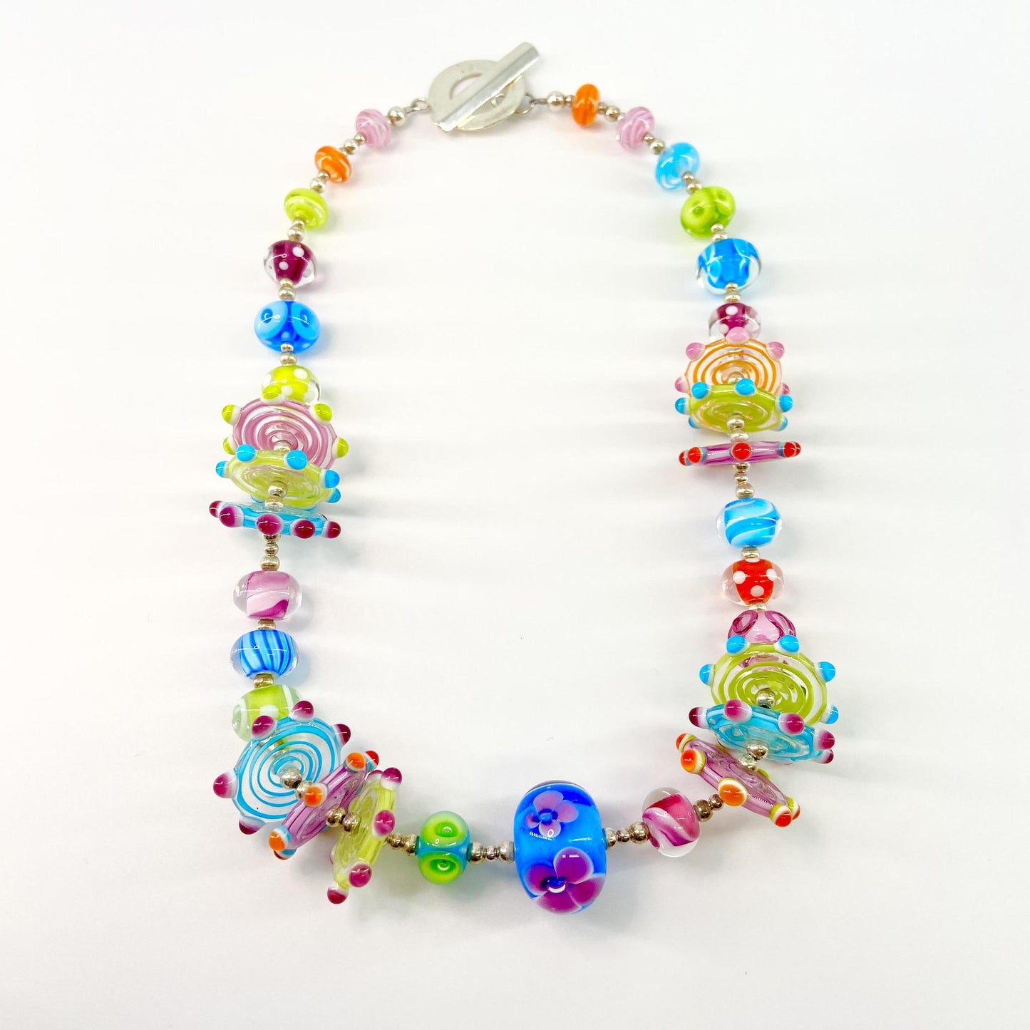 Necklace - Floral Centerpiece - Sterling and Glass (Video)
