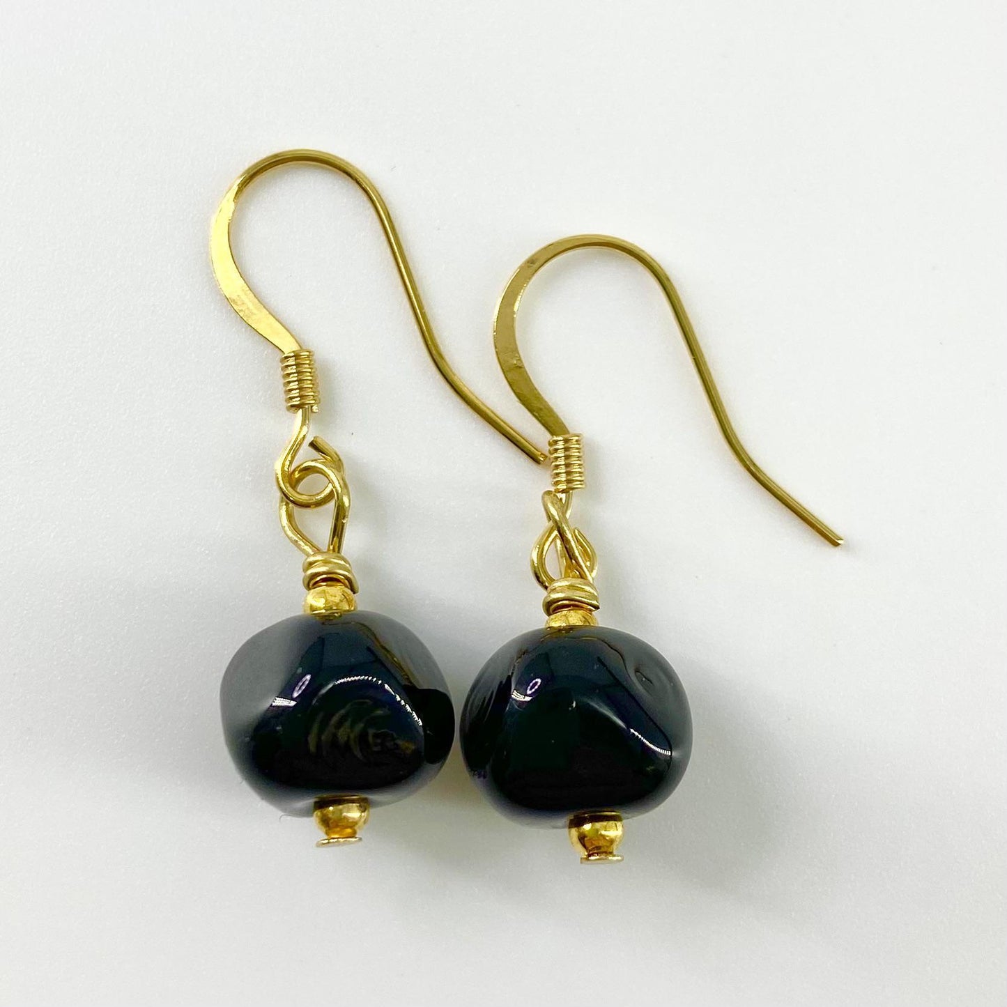 Earrings - Black Geometric - Glass & Goldfill (Video)