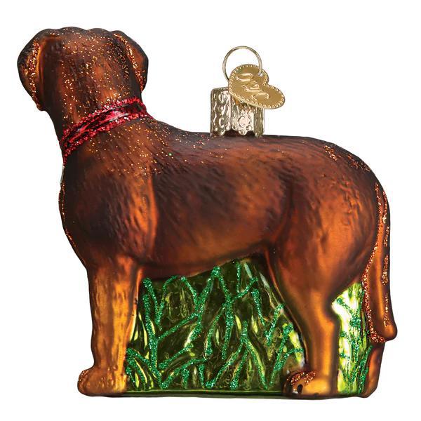 Ornament - Blown Glass - Standing Chocolate Lab