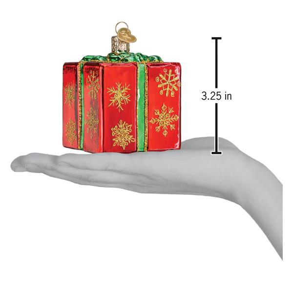 Ornament - Blown Glass - Christmas Gift Box