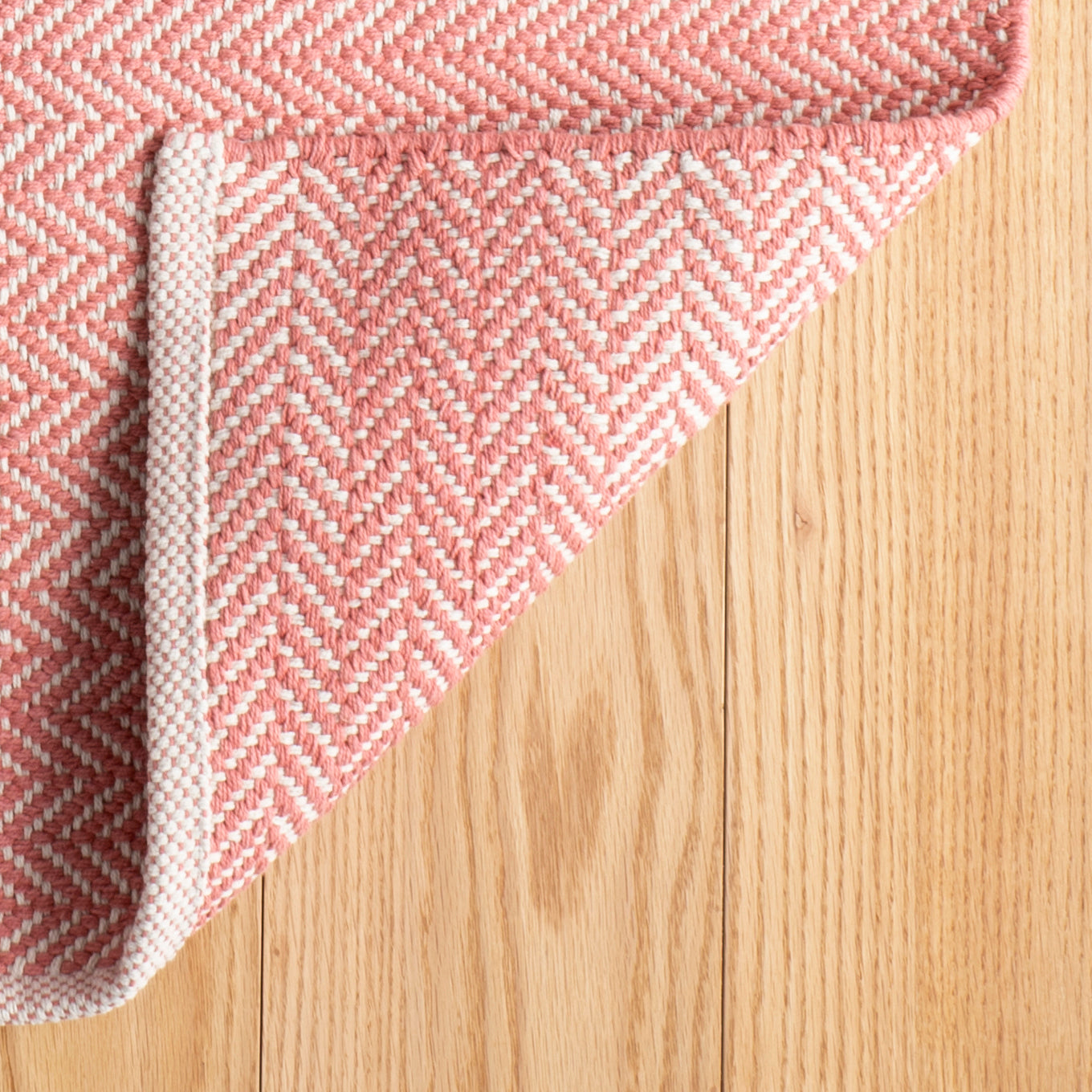 Rug - Woven Cotton - Herringbone Coral