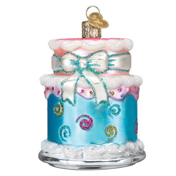 Ornament - Blown Glass - Happy Birthday Cake