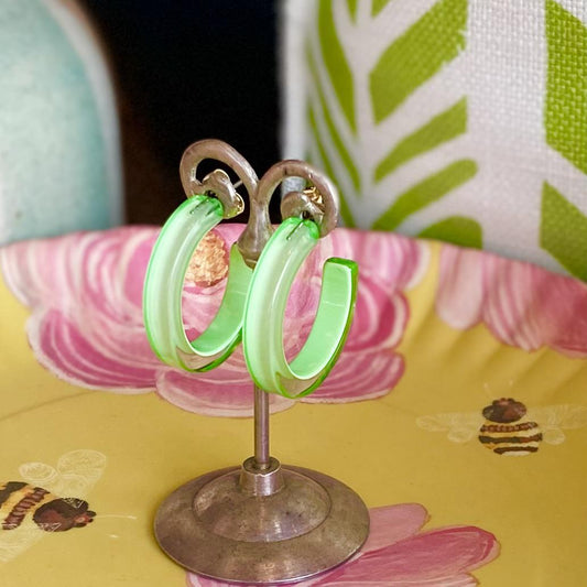 Earrings - Small Hoop - Mint Green - Resin