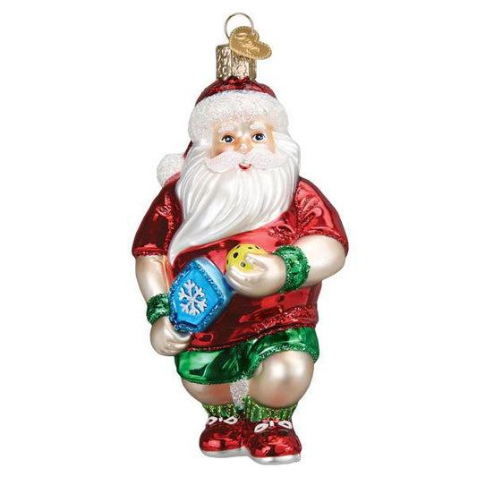 Ornament - Blown Glass - Pickleball Santa