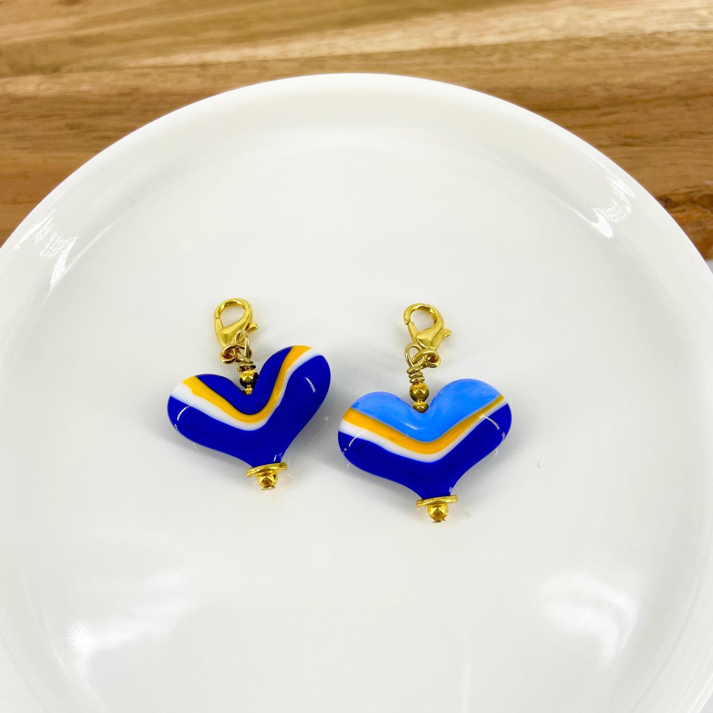 Pendant - "Royals" Landscape Heart - Glass & Goldfill (Video)