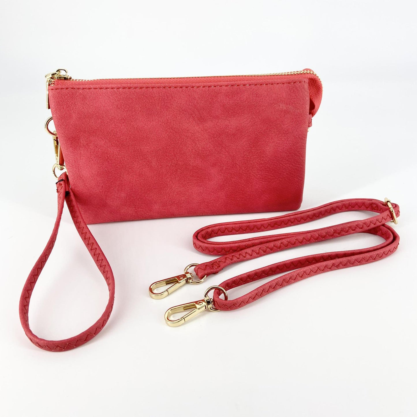 4 in 1 Handbag - Crossbody/Clutch/Wristlet - Berry