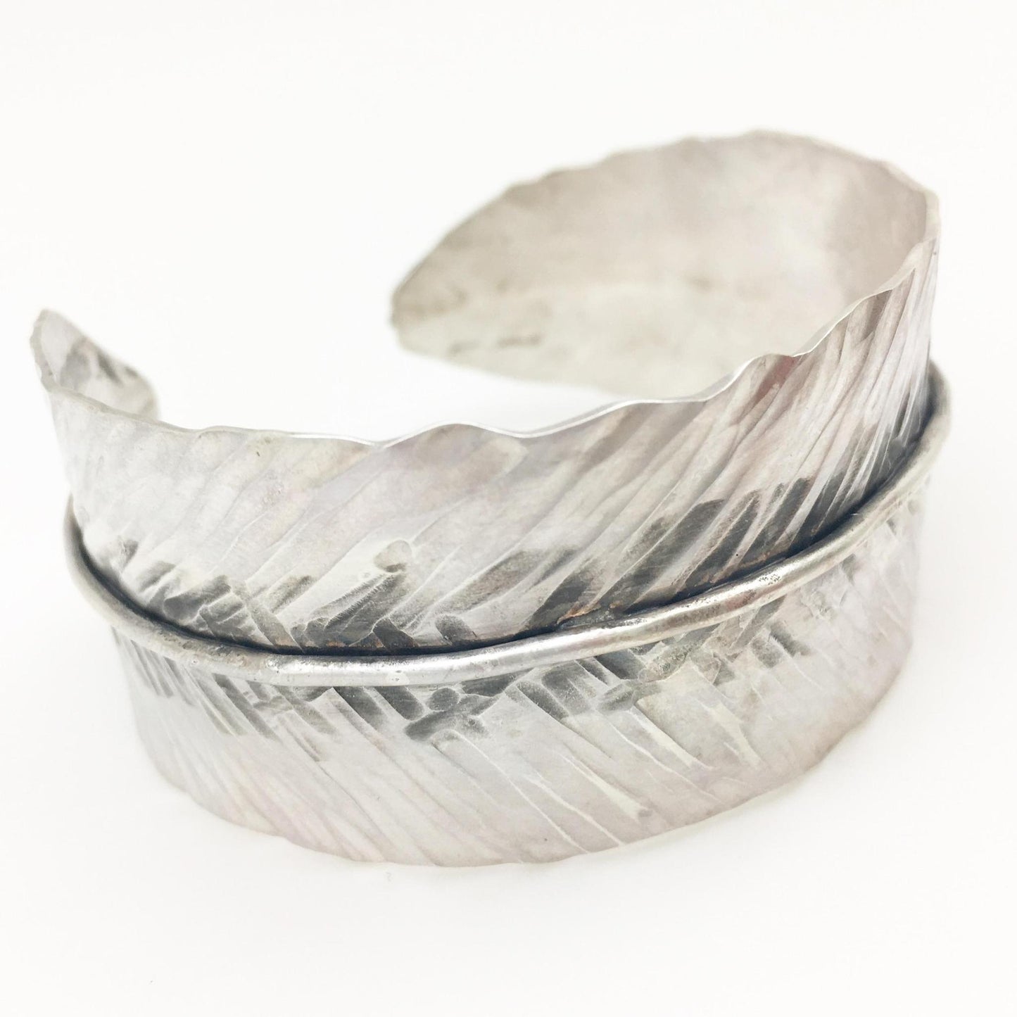 Bracelet - Sterling "Feather" Cuff - Handmade