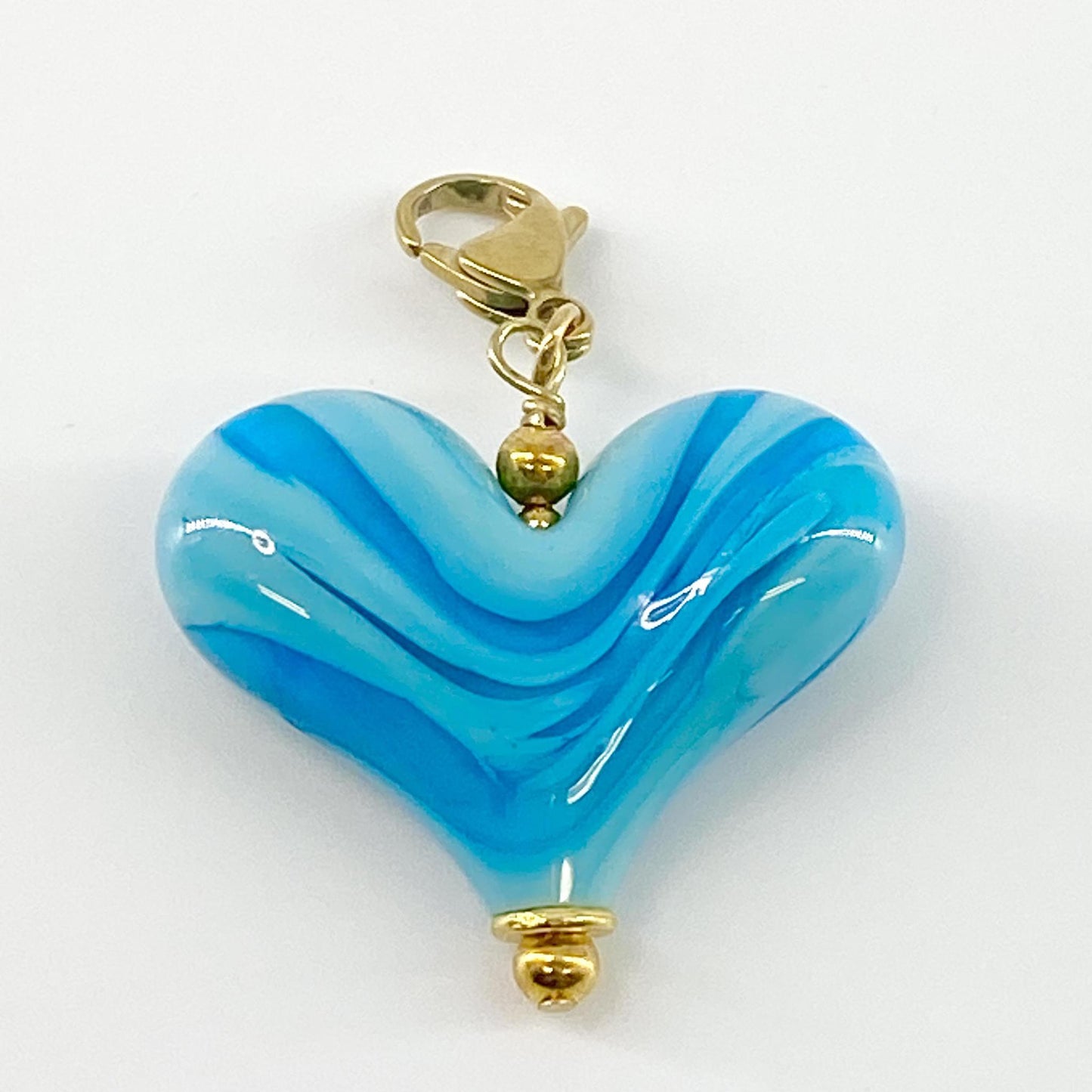 Pendant - Turquoise Heart - Glass & Goldfill (Video)