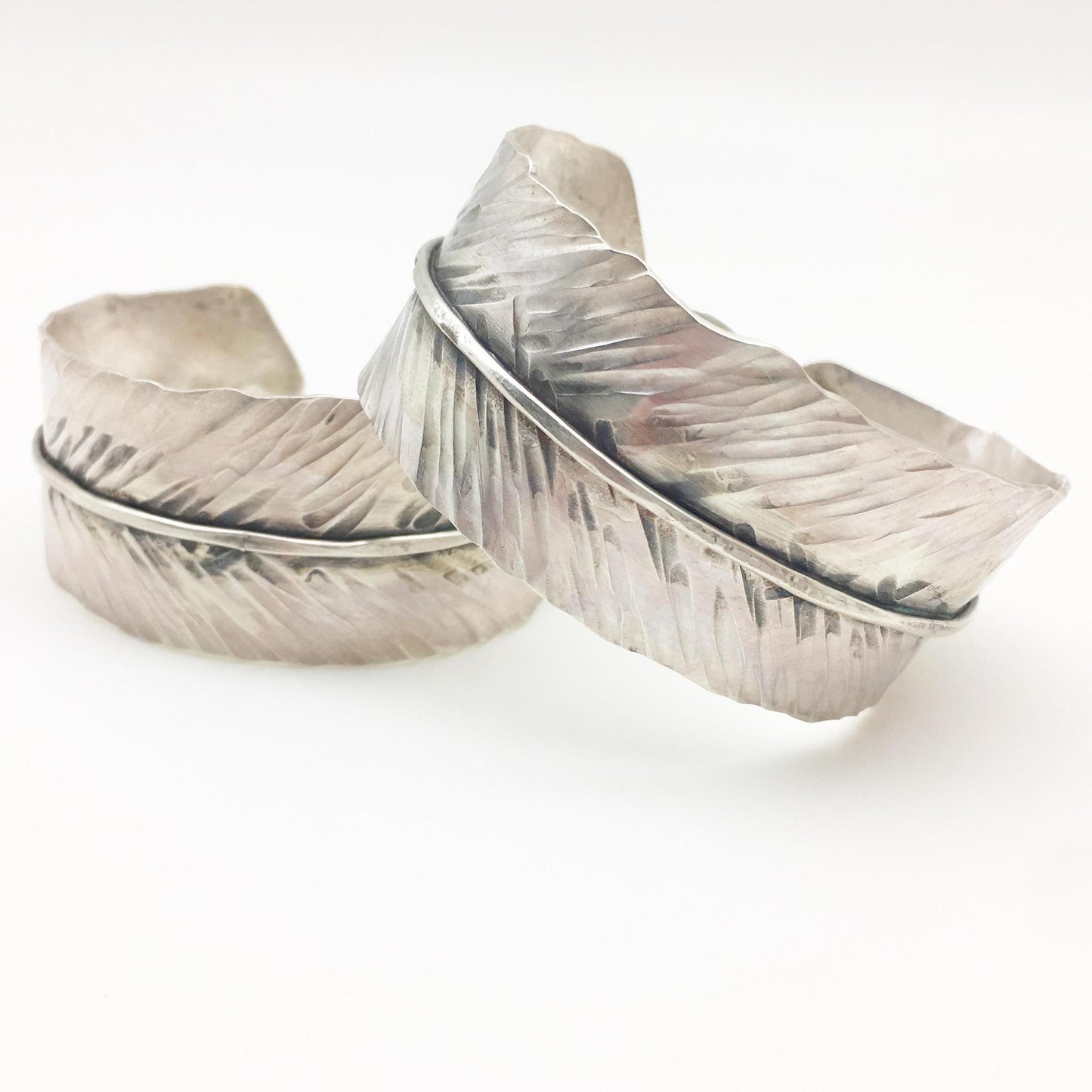 Bracelet - Sterling "Feather" Cuff - Handmade