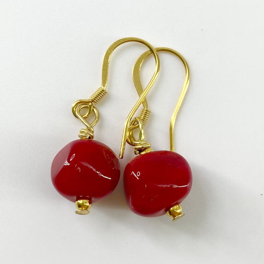 Earrings - Red Geometric - Glass & Goldfill (Video)