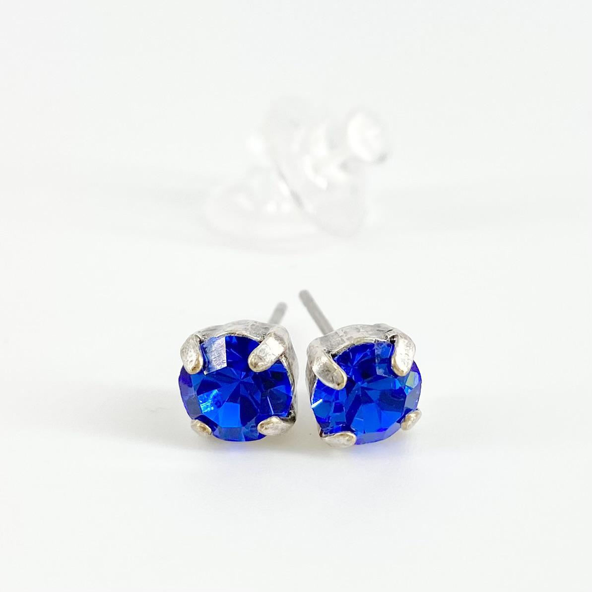 Stud Earrings - Real Crystals - Sapphire