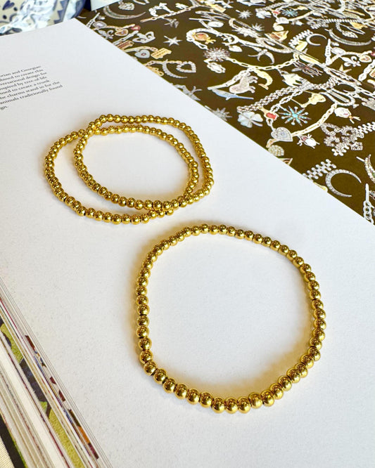 Bracelet - Waterproof Gold Ball - 4mm